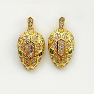 Emerald Viper Snake Head Earrings